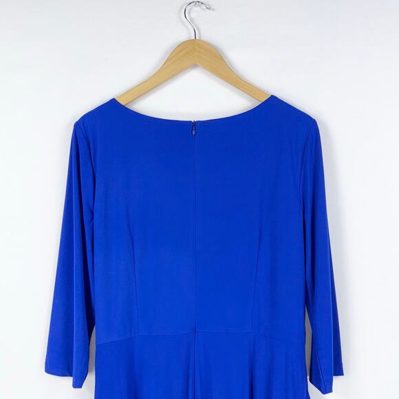 Eliza J Women’s Jersey Knit Drape Knot Front Dress Size 16 Cobalt Blue - Picture 8 of 14